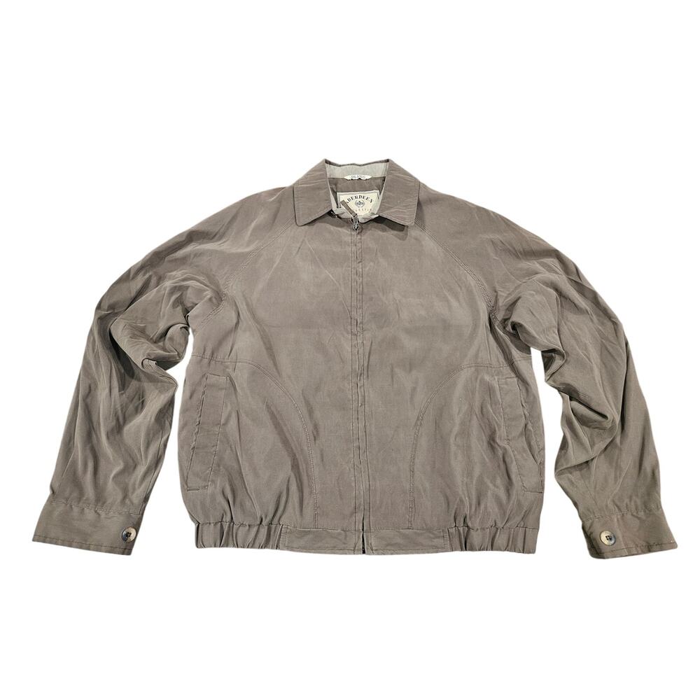 Aberdeen Collection Taupe Zip Jacket L Nylon Blend Lightweight Vintage Men's